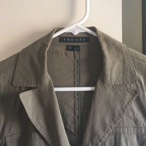 Theory light jacket, olive green, pockets galore
